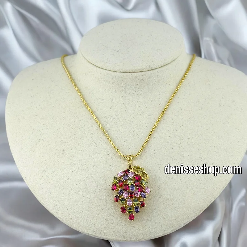 Vintage Diamond Necklaces-14K / WOMEN / MULTICOLOR ZIRCONIA NECKLACE N120