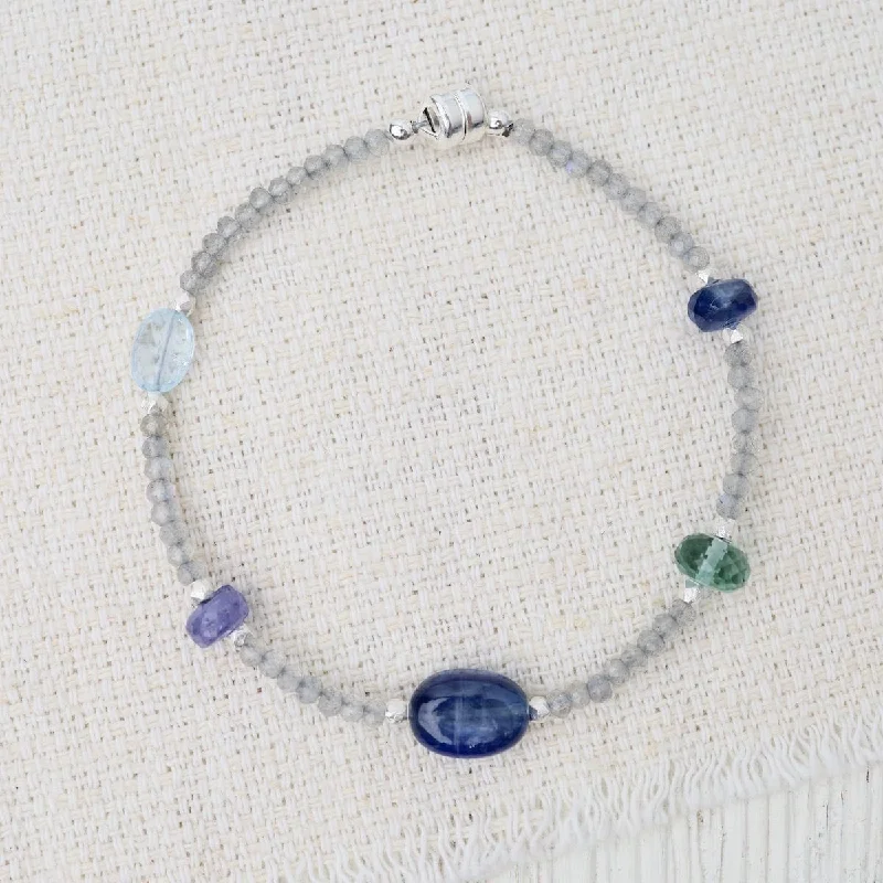 Personalized Gemstone Bracelets-Labradorite & Tanzanite Station Bracelet