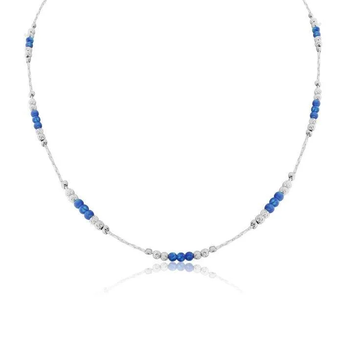 Elegant Pendant Necklaces for Women-Lavan Dark Blue Opal and Silver Necklace