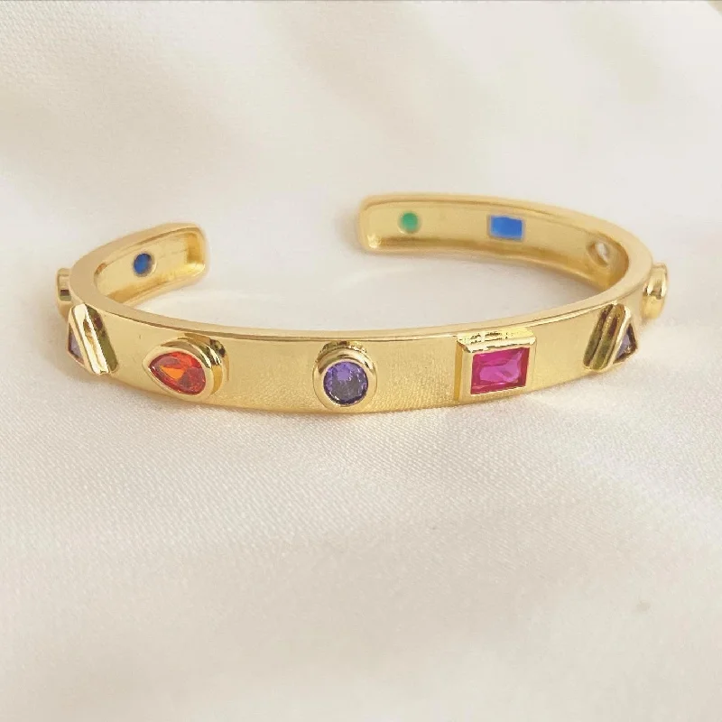 Unique Diamond Bangles-Rainbow Shapes Cuff Bangle