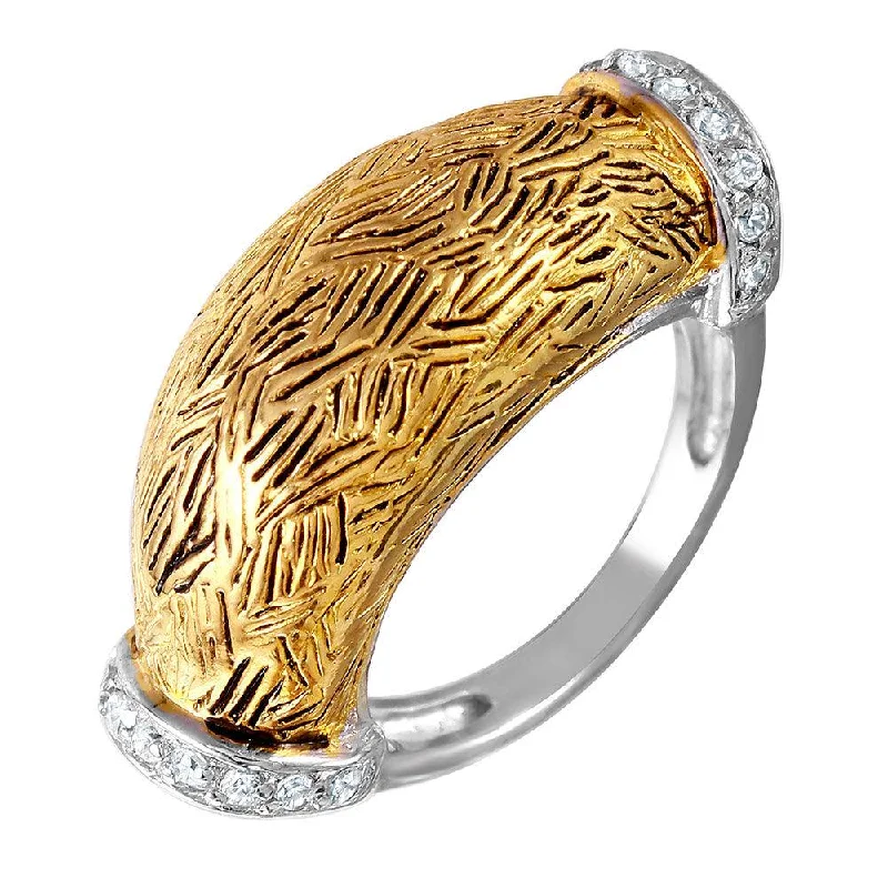 Customizable Wedding Rings-Clearance-Silver 925 2 Toned Rhodium Plated and Gold Plated with CZ Ring - STR00270