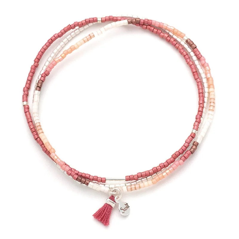 Stylish Leather Bracelets-Scout Chromacolor Miyuki Bracelet Trio - Blush Muli/Silver