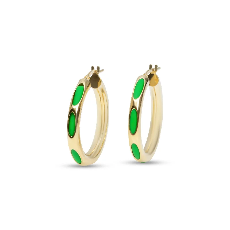 Long Silver Earrings-THE BECCA GREEN TUBE HOOP EARRINGS