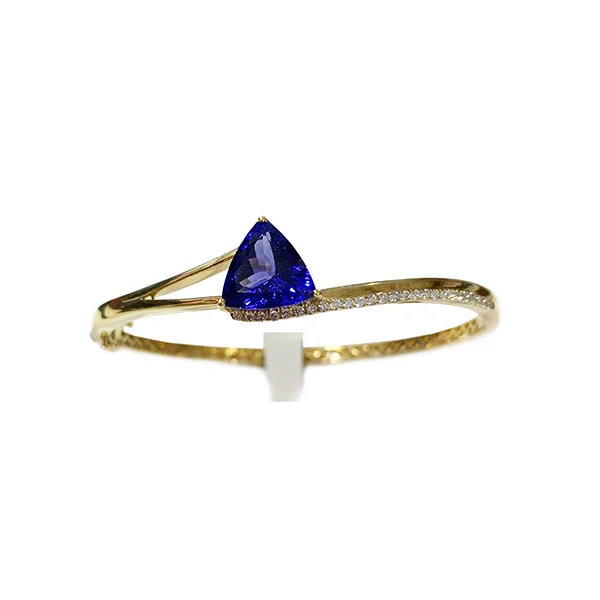 Colorful Bangle Sets-14k Yellow Gold Tanzanite Bangle