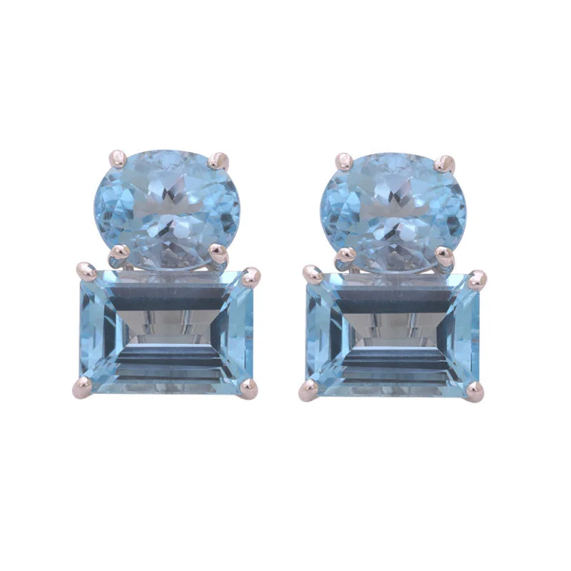 Simple Earrings for Everyday-EARRINGS- BLUE TOPAZ IN SILVER