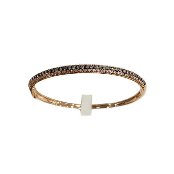 Bridal Bangle Sets-14k Rose Gold Brown Diamond Bangle