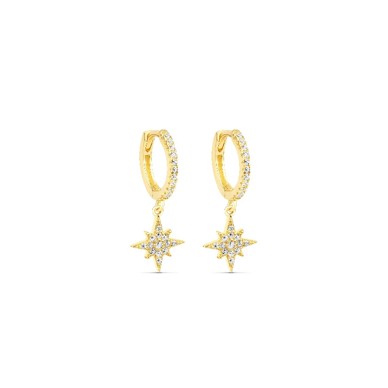 Simple Stud Earrings-The Gold Supernova Pave Huggies