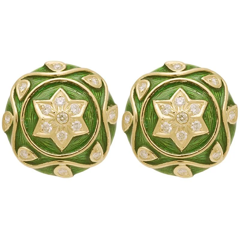 Gold Plated Earrings-Earrings-Diamond (Enamel)  (2133G)