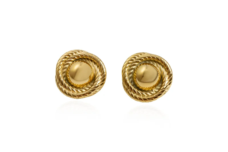 Fashionable Pearl Earrings-THE ROUND ROPE DISC STUD EARRINGS