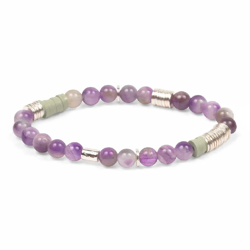 Dainty Diamond Bracelets-Scout Intermix Stone Stacking Bracelet - Amethyst