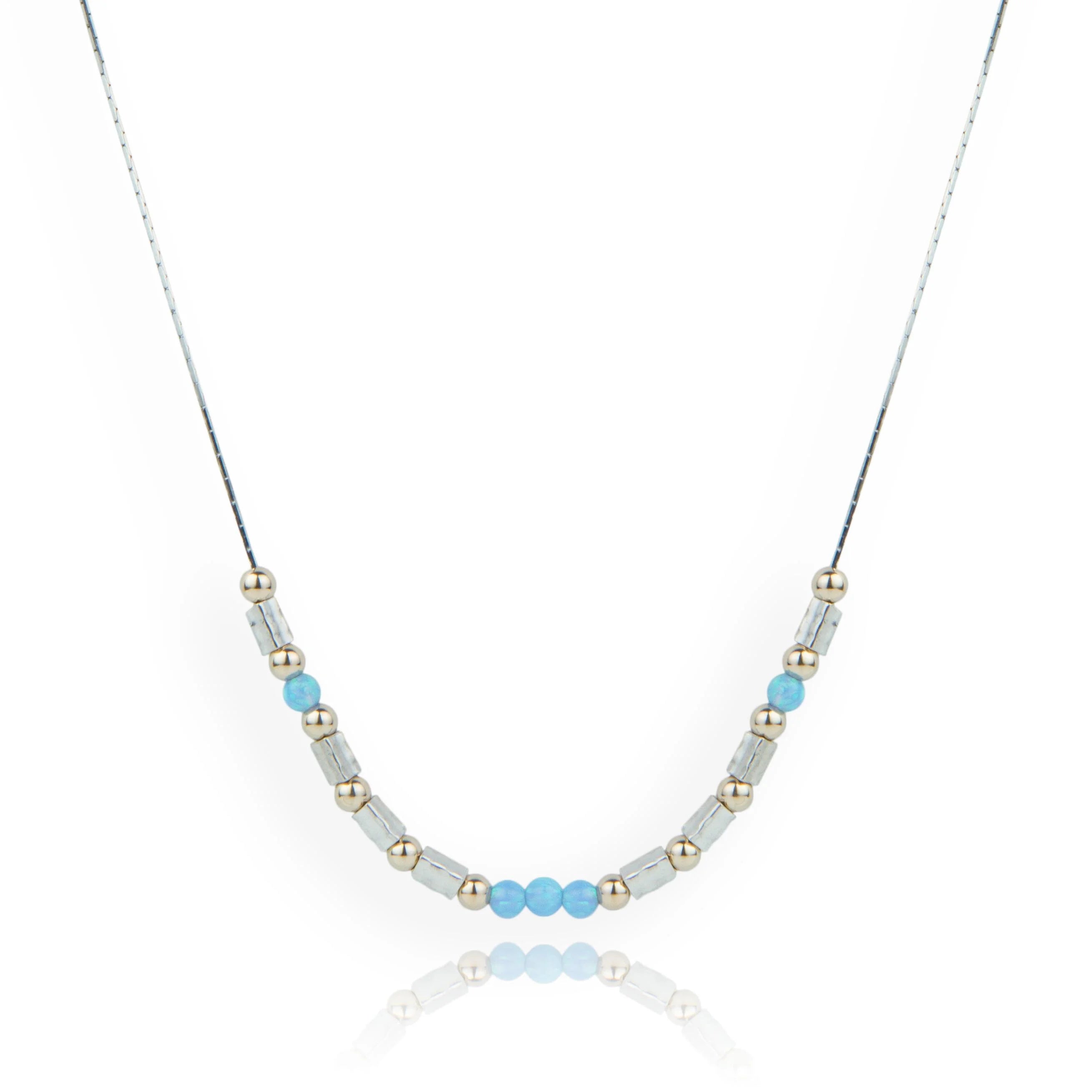 Custom Diamond Necklaces-Lavan Gold and Silver Opal Necklace