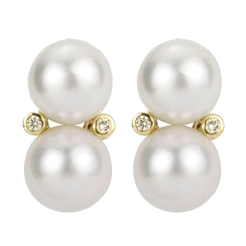 Designer Earrings-Earrings - South Sea Pearl And Diamond