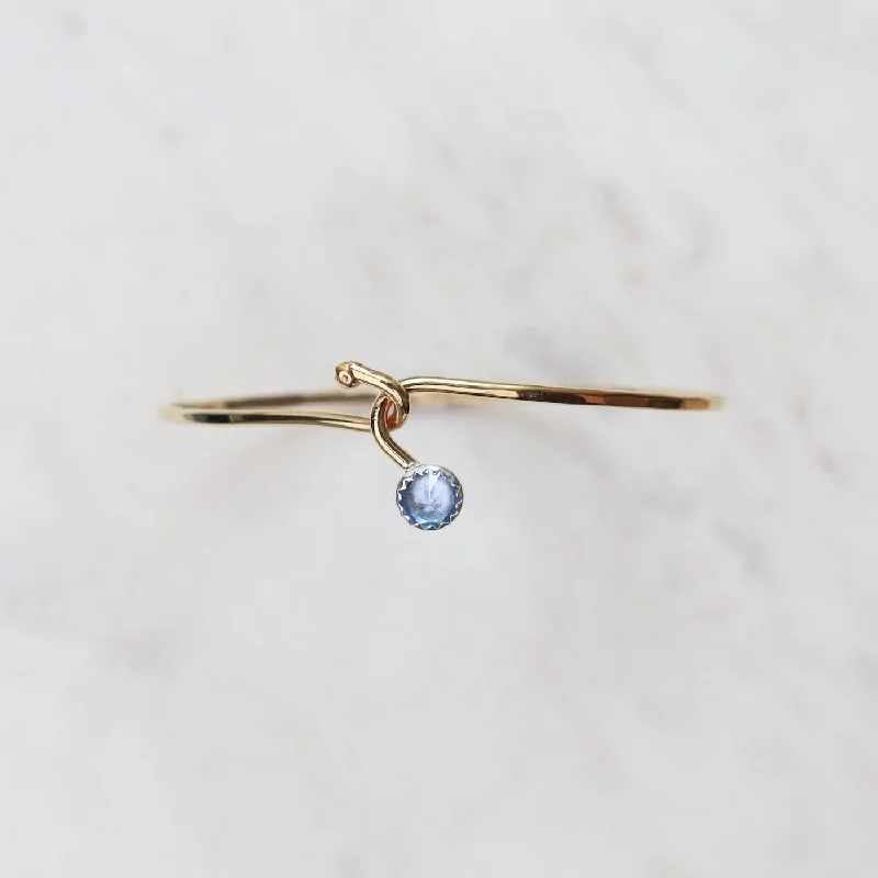 Custom Name Bracelets for Women-Blue Topaz Dew Drop Brass Bracelet