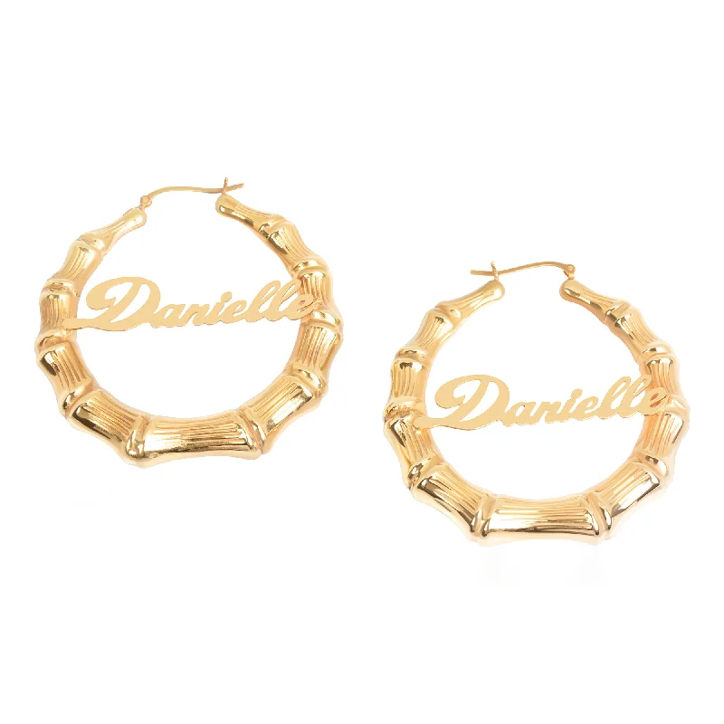 Fashionable Silver Earrings-THE BAMBOO NAME HOOPS