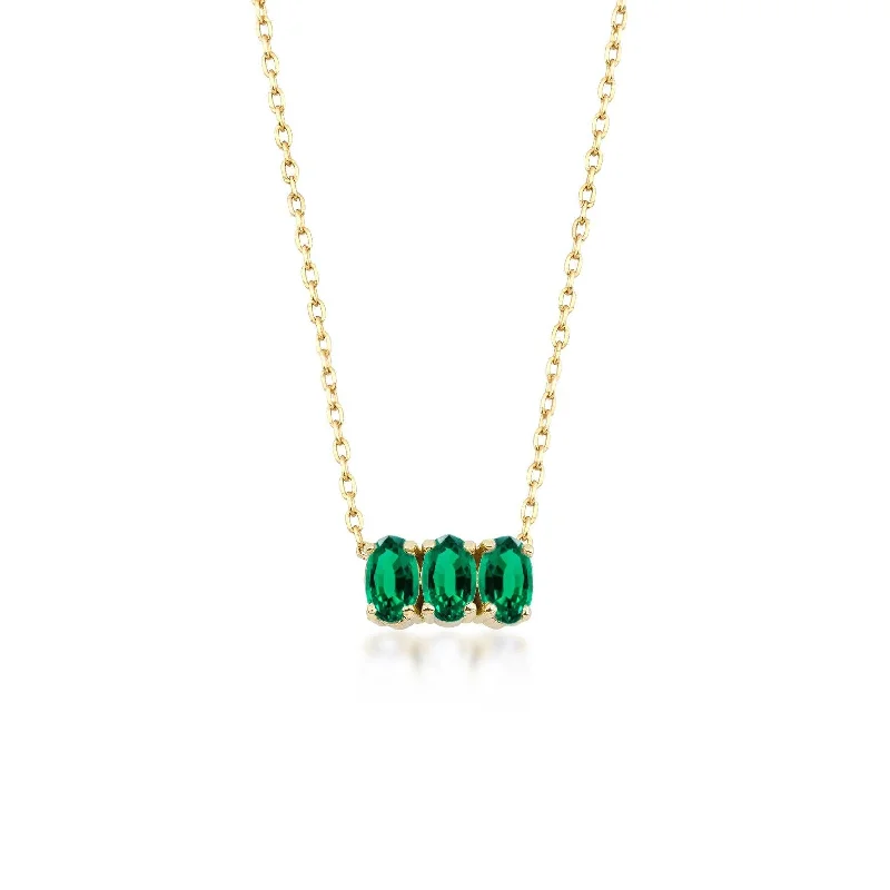 Elegant Pearl Necklaces-GFG Jewellery Dumon Emerald Necklace - 18ct Gold