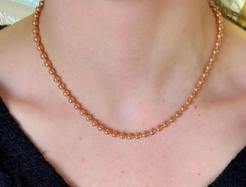 Elegant Gold Necklaces-Rose Gold Balls Necklace