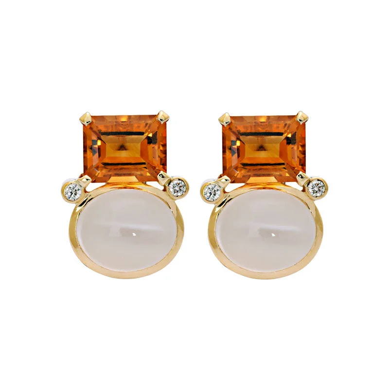 Fine Jewelry Earrings-Earrings- Citrine, Moonstone and Diamond