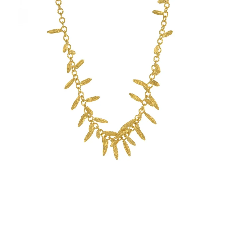 Long Pendant Necklaces-Alex Monroe Fennel Kissing Seed Necklace - 22ct Gold Plate