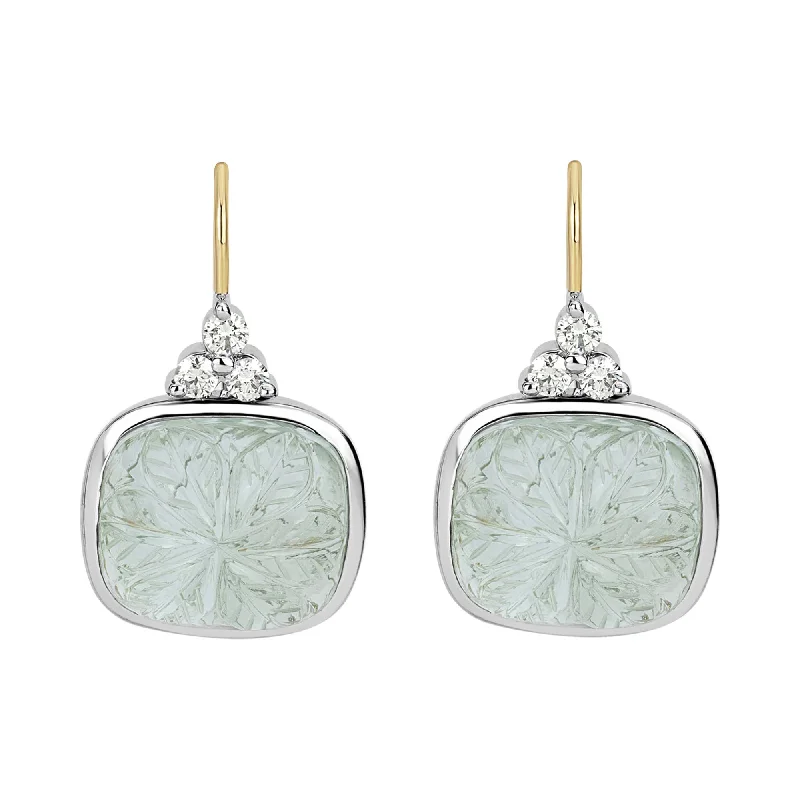 Bold Statement Earrings-Earrings - Green Quartz And Diamond