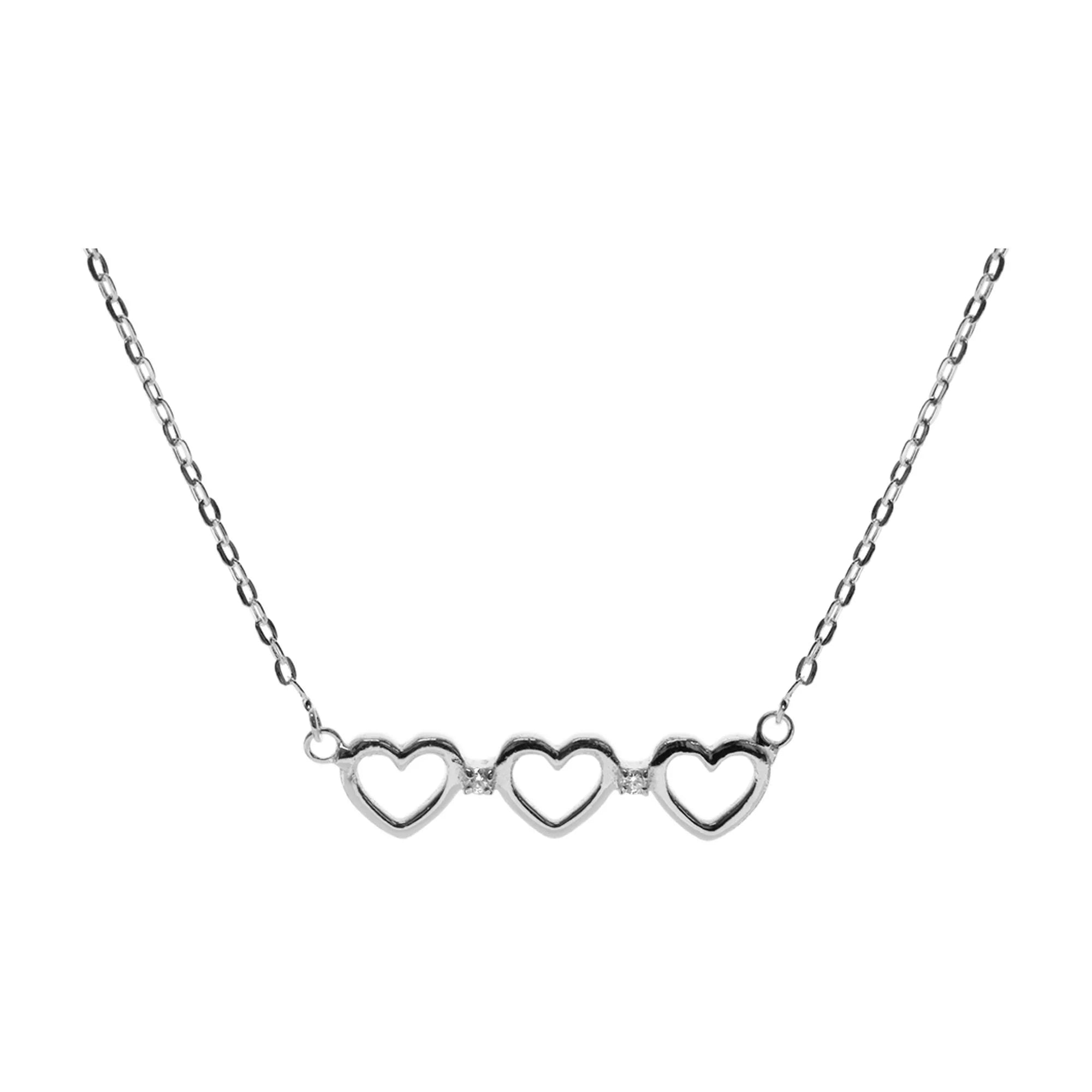 Elegant Pendant Necklaces for Women-Sterling Silver Triple Open Heart Necklace