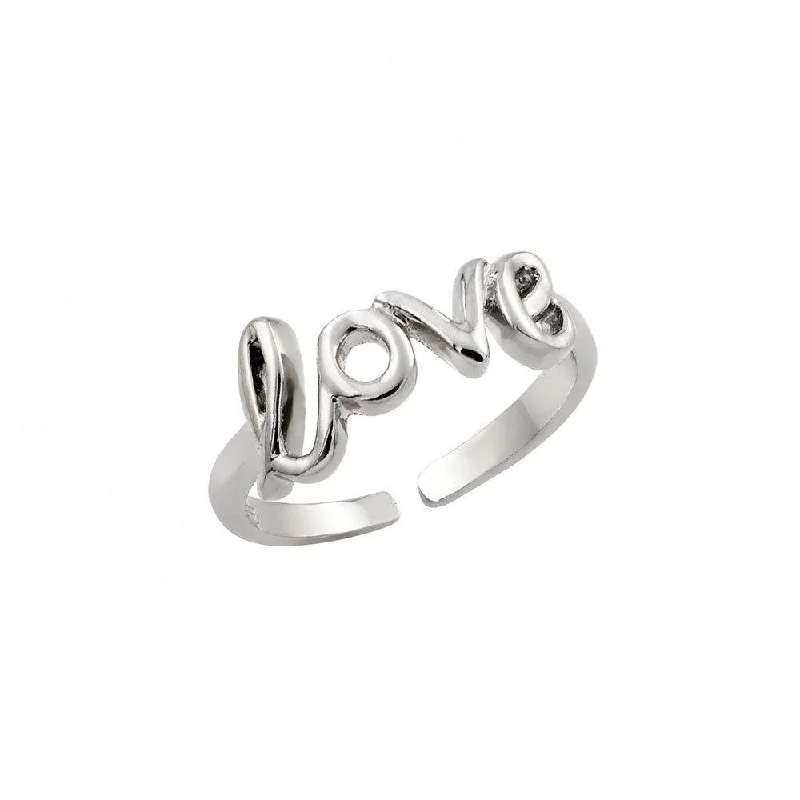 Matching Wedding Rings-Silver 925 Rhodium Plated Love Toe Ring - BGR00843