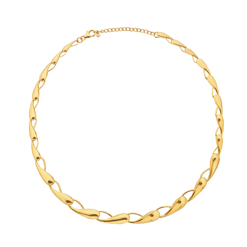 Luxury Diamond Necklaces for Weddings-Hot Diamonds Gold Vermeil Tide Statement Necklace