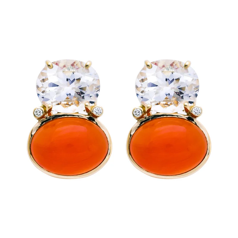 Fashion Earrings for Teens-Earrings- Crystal, Cornelian and Diamond