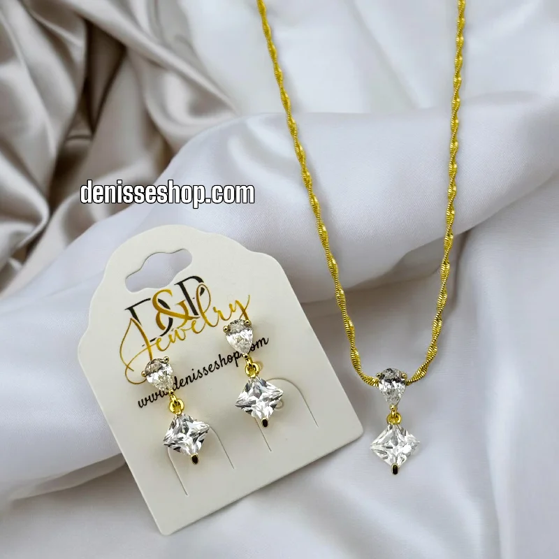 Delicate Pendant Necklaces-14K WOMAN ELEGANT NECKLACE SET N133