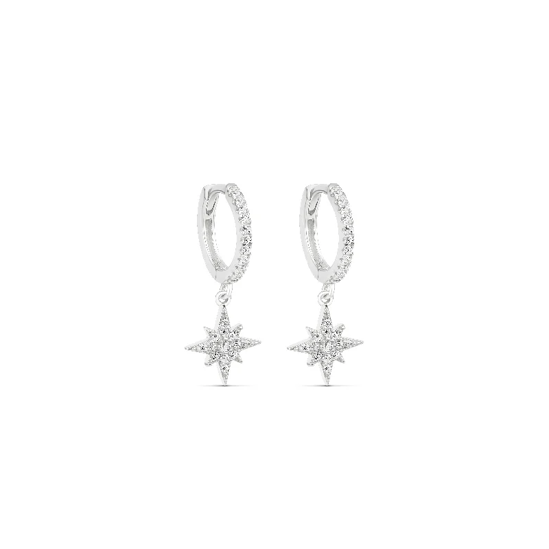 Modern Dangle Earrings-The Silver Supernova Pave Huggies