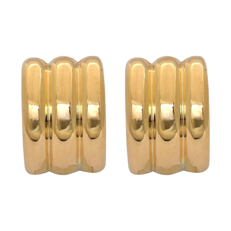 Trendy Earrings for Women-Earrings- Plain Gold in 18K