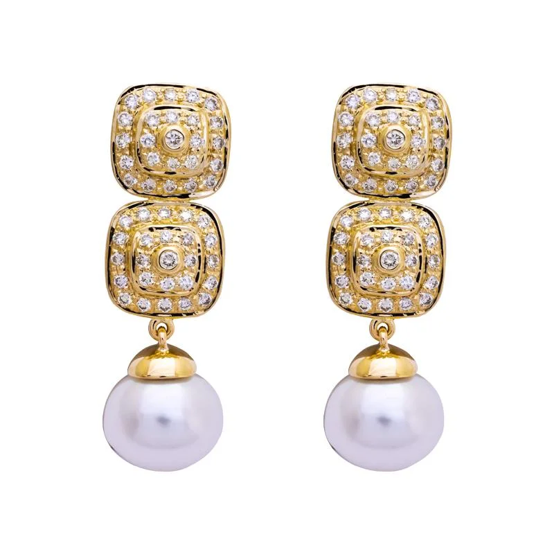 Sparkling Hoop Earrings-Earrings- South Sea Pearl and Diamond  (2203E)