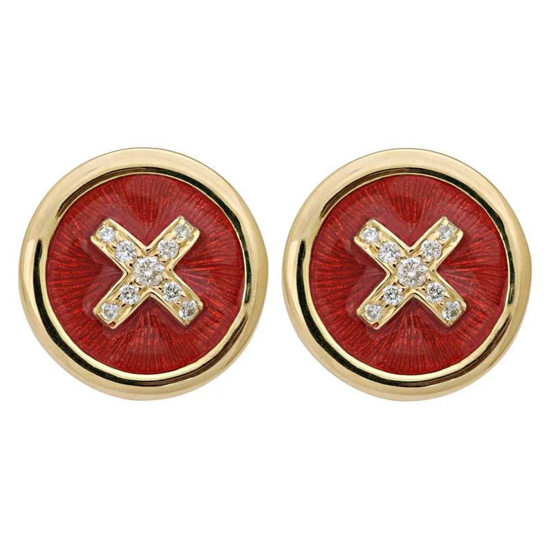 Unique Gold Earrings-Earrings-Diamond (Enamel)  (9KM)