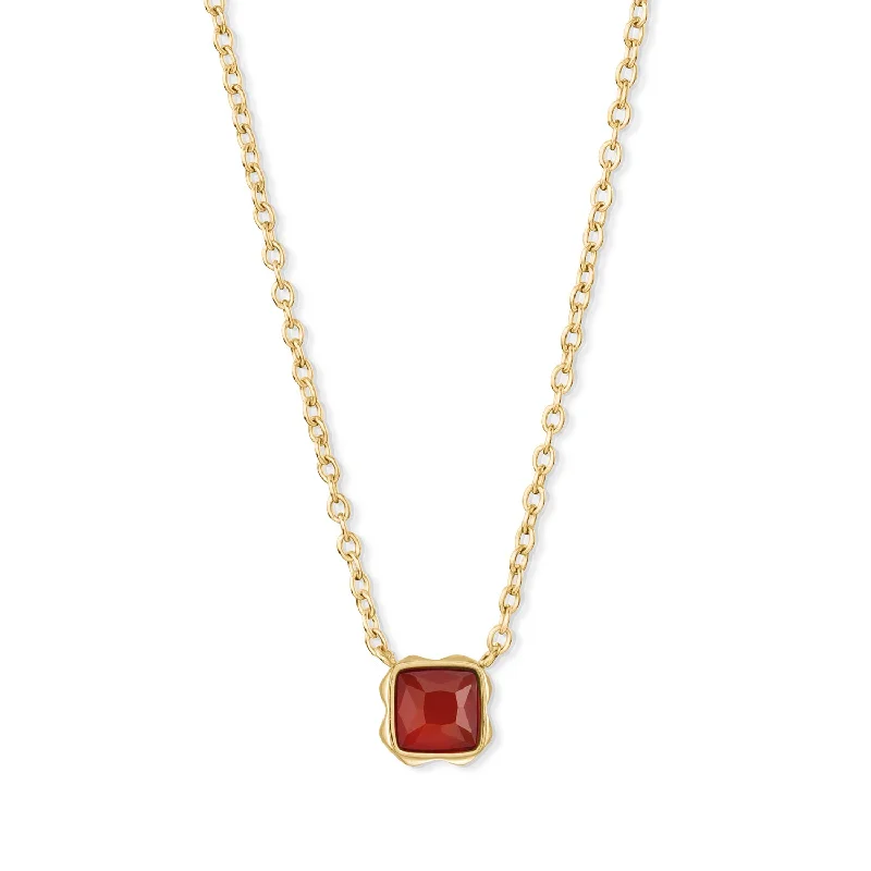 Customizable Chain Necklaces-Coeur De Lion January Birthstone Gold Red Agate Necklace