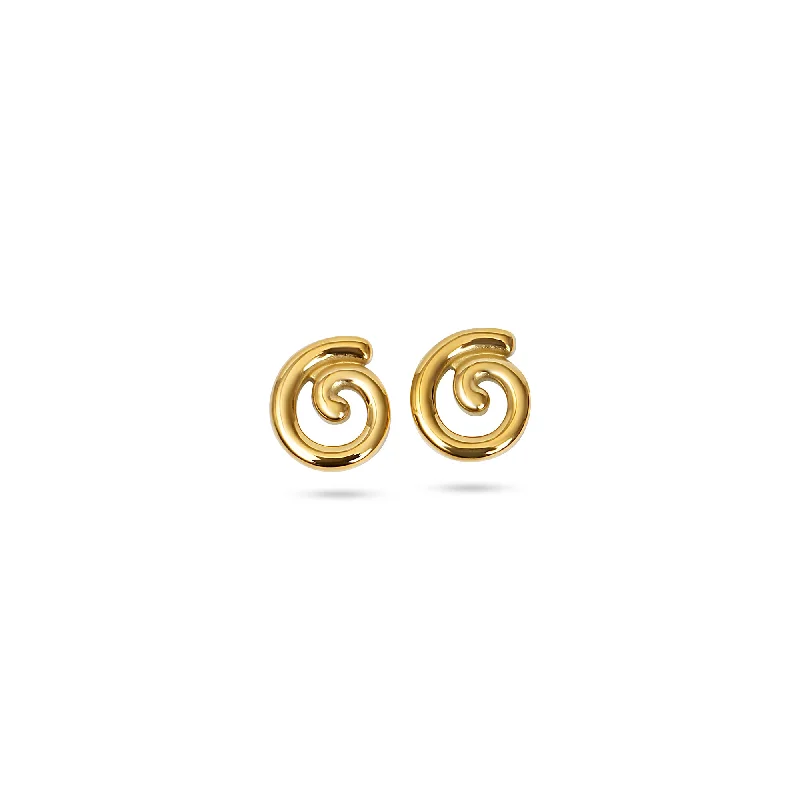 Round Silver Earrings-THE ISLA SPIRAL STUD EARRINGS