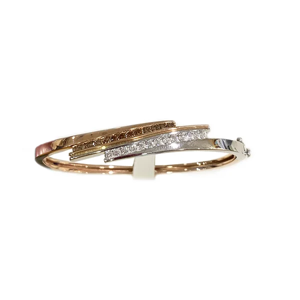 Bangles for Bridesmaids-14k Two Tone Brown Diamond Bangle