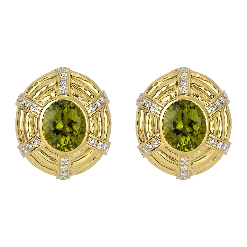 Stylish Hoop Earrings-Earrings- Peridot And Diamond (1560C)