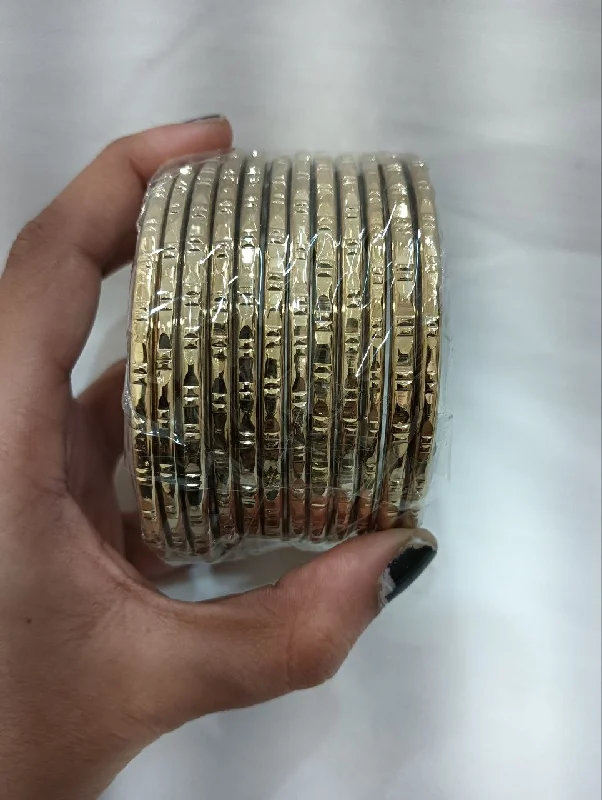 Silver and Gold Bangle Sets-Lovely Gold Colored Glass Bangles For Women