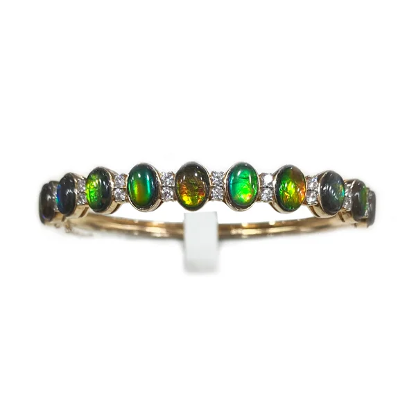 Stylish Bangles for Bridesmaids-Sterling Silver Ammolite Bangle