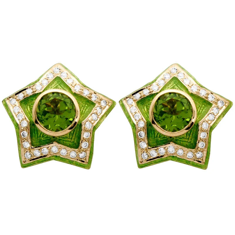 Unique Gold Earrings-Earrings - Periodot (Enamel) (1201D)