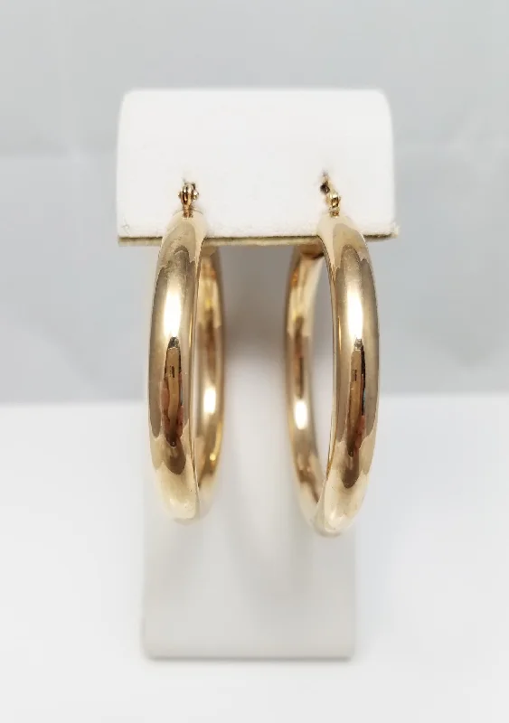 Beautiful Pearl Drop Earrings-Bold 10k Yellow Gold Hollow Hoop Earrings