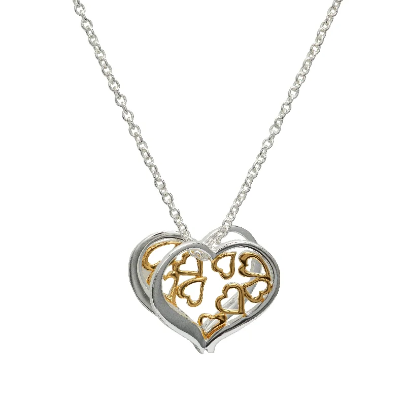 Custom Silver Necklaces-Unique & Co Hearts Necklace - 18ct Gold Vermeil