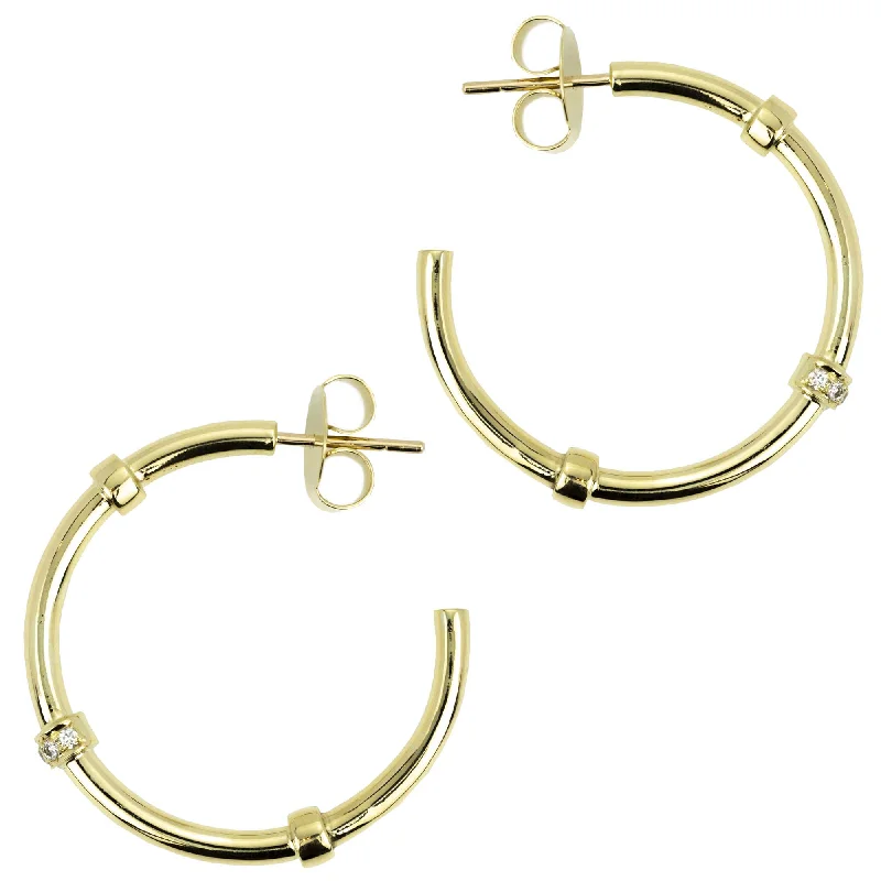 Sterling Silver Hoop Earrings-Earrings - Diamond