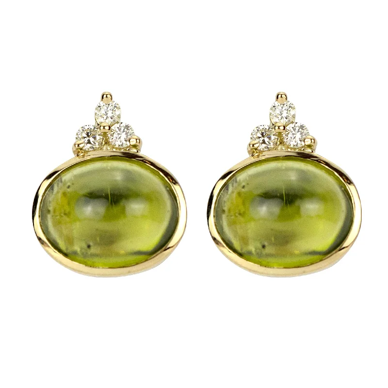 Simple Hoop Earrings-Earrings - Peridot And Diamond