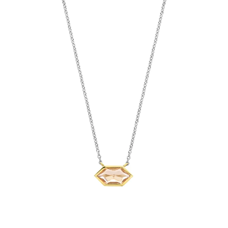 Birthstone Pendant Necklaces-Ti Sento Gold Vermeil Pink Stone Necklace