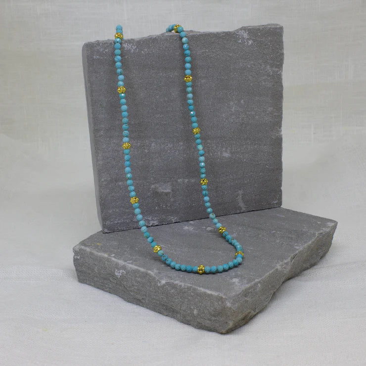 Personalized Gemstone Necklaces-18ct Gold Vermeil and Turquoise Beaded Necklace