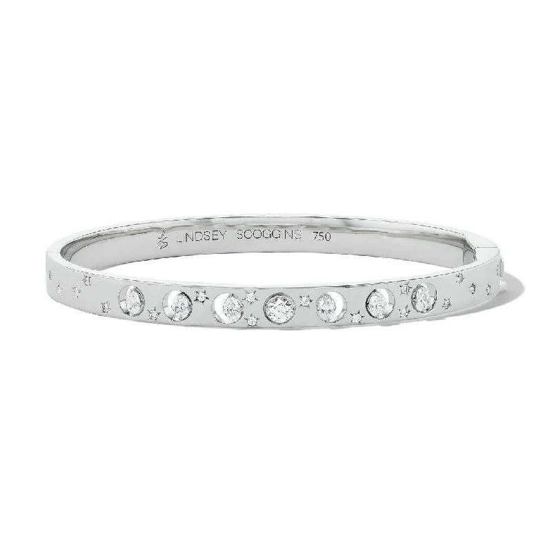 Dainty Silver Bangles-NARROW MOON PHASES BANGLE