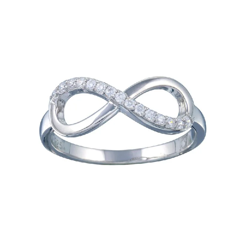 Fashionable Wedding Ring Sets-Rhodium Plated 925 Sterling Silver Clear CZ Infinity Ring - STR01127