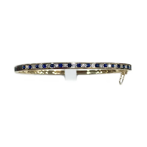 Silver Bangles for Brides-14k Yellow Gold Sapphire Bangle