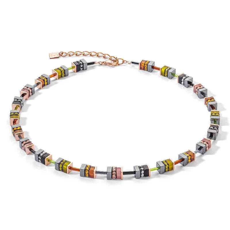 Colorful Crystal Necklaces-Coeur De Lion Sparkling Classic Elements Rose Gold Autumn Necklace